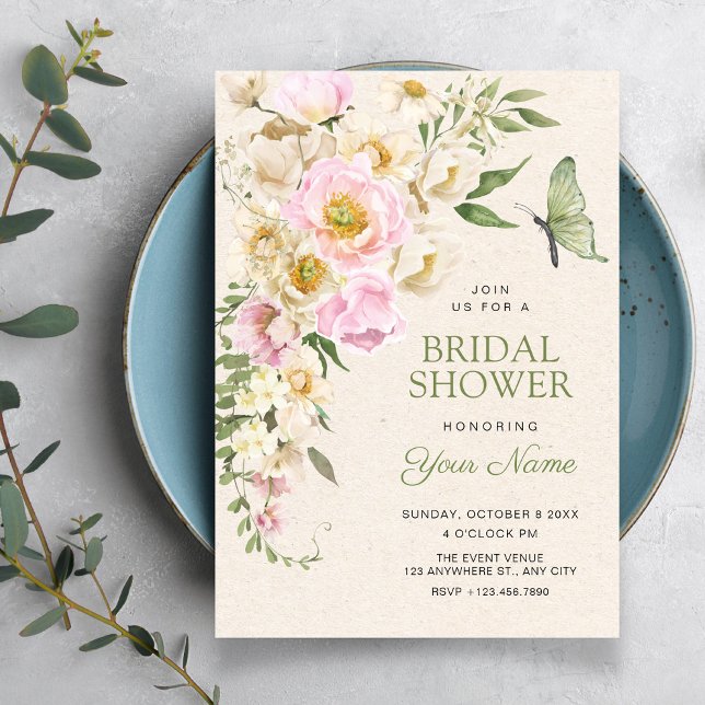 Invitation Thème floral rustique pour une baby shower (Créateur téléchargé)