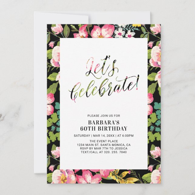 Invitation Thème Floral Tropical pour Fête d'Anniversaire Adu (Devant)