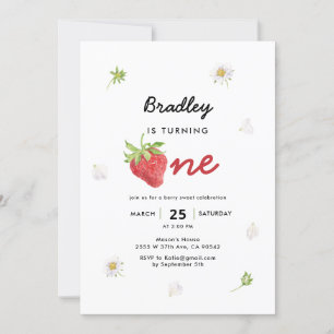 Invitation Thème fraise Berry Premier anniversaire