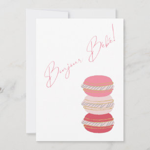 Invitation Thème français Macarons Baby shower fille rose