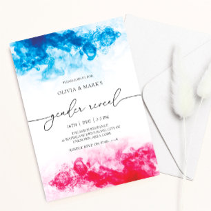 Invitation Thème Fumée bleue et rose Genre Reveillez Invitati