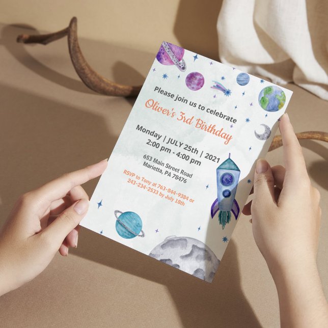 Invitation Thème garçon anniversaire Planète  (Créateur téléchargé)