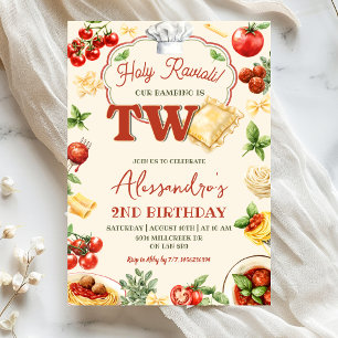 Invitation Thème Garçon Pâtes Italiennes Ravioli Sacrés 2ème