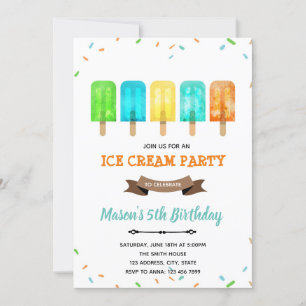 Invitation thème glace popsicle garçon