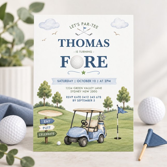 Invitation Thème golfique garçon 4e anniversaire (Créateur téléchargé)