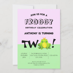 Invitation Thème grenouille pour fête d'enfants 2ème annivers