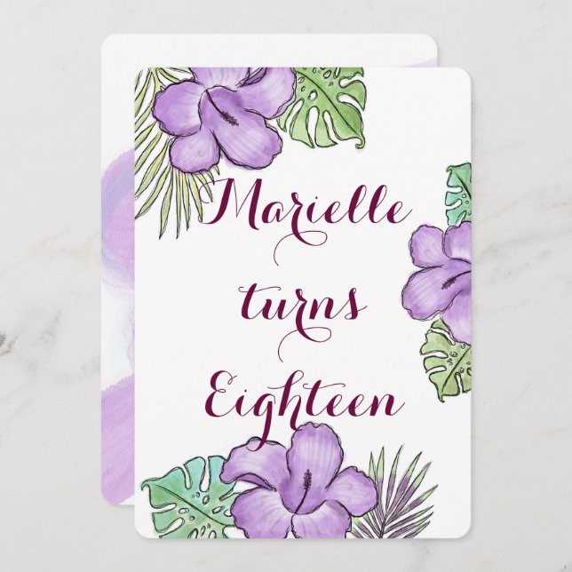 Invitation Thème Hawaiin (Devant / Derrière)