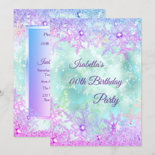 Invitation Thème hivernal merveilleux Bleu sarcelle Violet Ro
