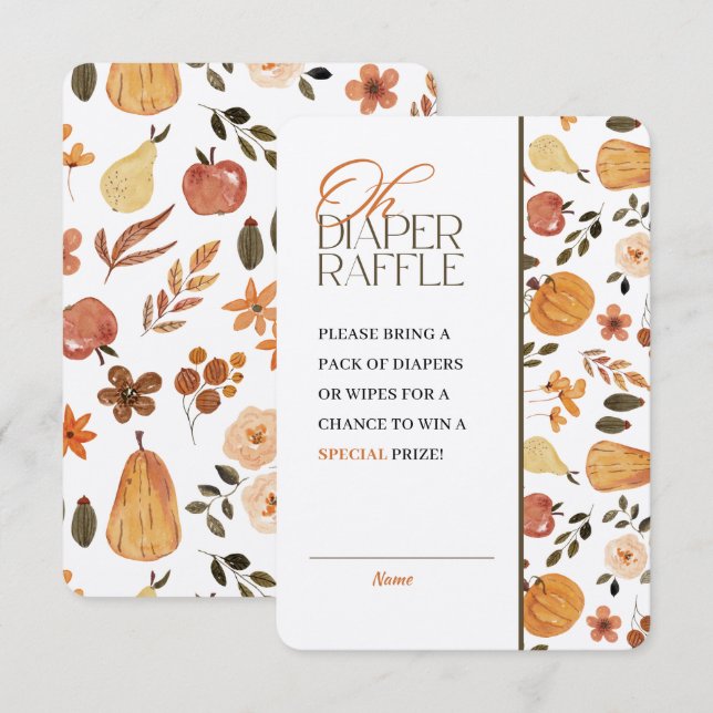 Invitation Thème Kraft Automne Baby Shower Tirage au Sort Cou (Devant / Derrière)