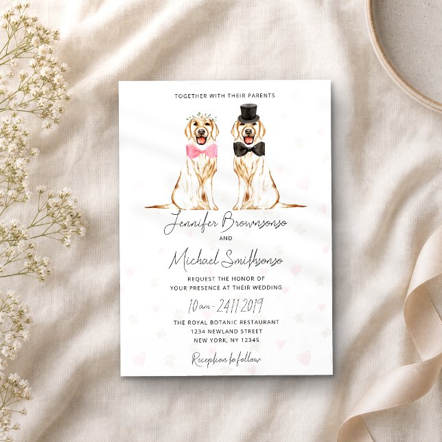 Invitation Thème Labrador retriever patte cœur chien mariage (Créateur téléchargé)