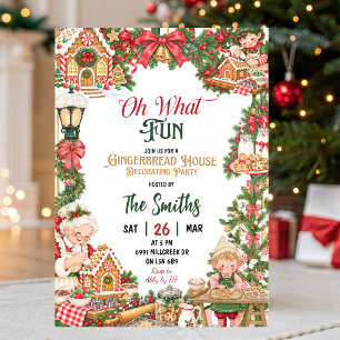 Invitation Thème Maison en Pain d'Épice Oh Quelle Joie Noël