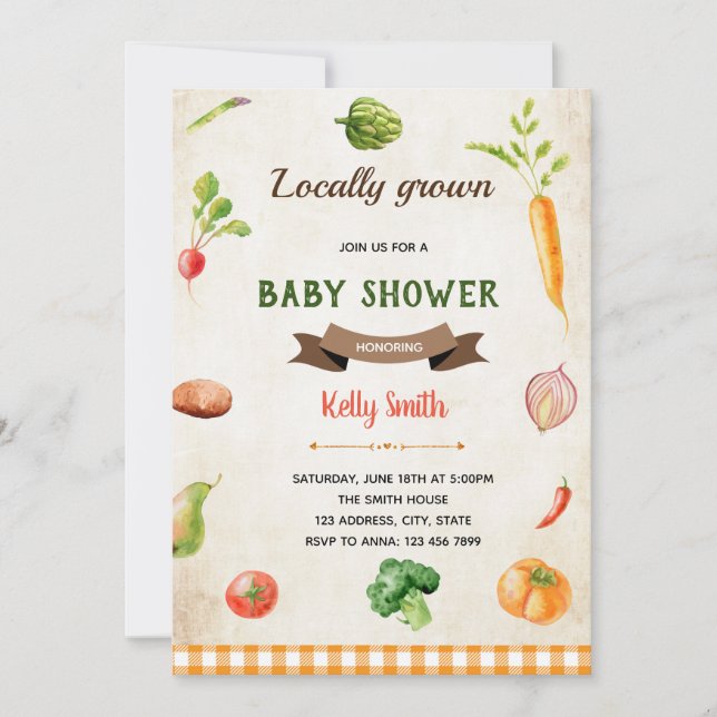 Invitation thème marché de légumes fermier (Devant)