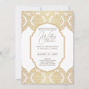 Invitation Thème Mariage d'or blanc Ornate Elegant Classy