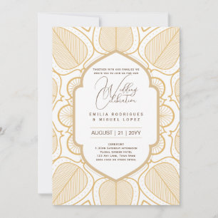 Invitation Thème Mariage d'or blanc Ornate Elegant Classy