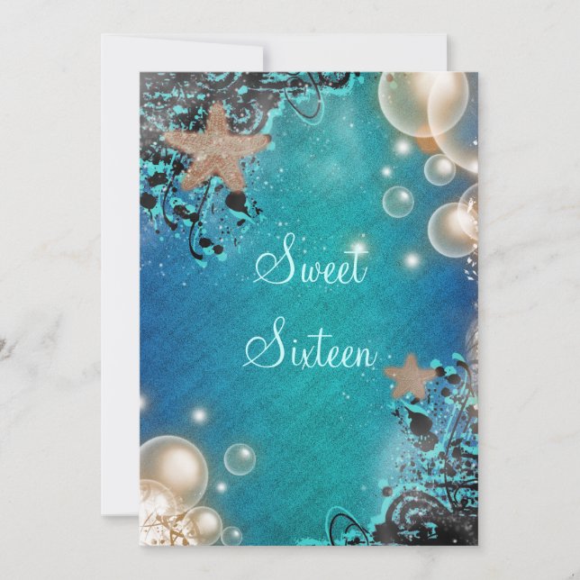 Invitation Thème mariage plage fête d'anniversaire (Devant)