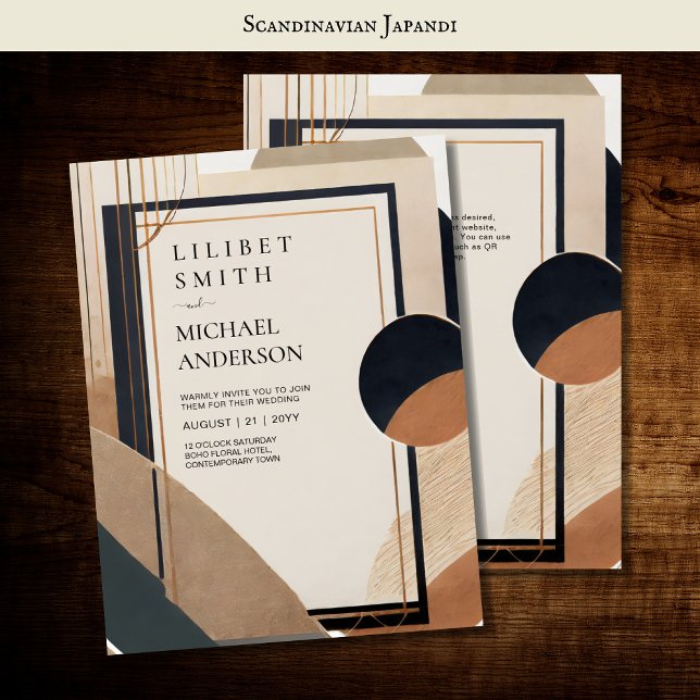 Invitation Thème Mariage scandinave Japandi Tons Terre (Créateur téléchargé)