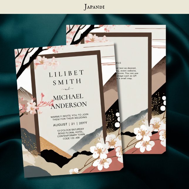 Invitation Thème Mariage scandinave Japandi Tons Terre (Créateur téléchargé)