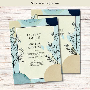 Invitation Thème Mariage scandinave japonais Aqua Blues