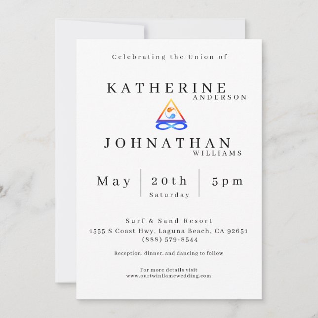 Invitation Thème Mariage Twin Flame (Devant)