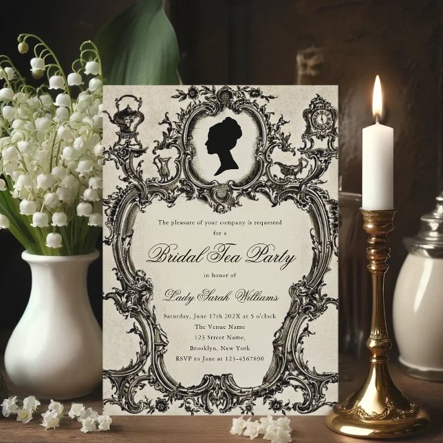 Invitation Thème Mariage Vintage Régence Rococo Thé Party (Créateur téléchargé)