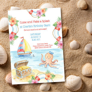 Invitation Thème Marin Tropical Océan Anniversaire Enfants