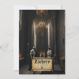 Invitation *~* Thème médiéval AP88 Château 2 CHEVALIERS Anniv