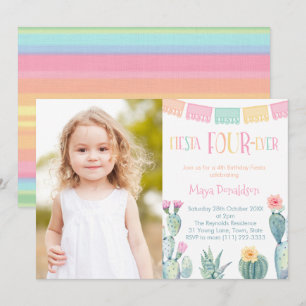 Invitation Thème mexicain 4ème anniversaire fête Fiesta FOUR 