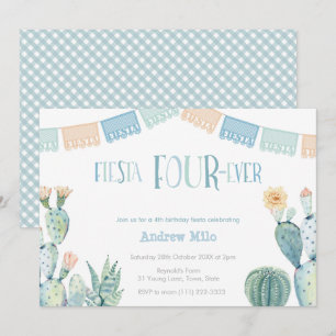 Invitation Thème mexicain Fiesta FOURever Boy 4e anniversaire