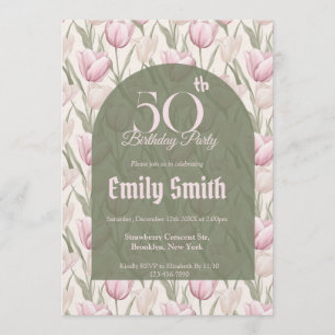 Invitation Thème minimaliste de tulipe pour anniversaire pers