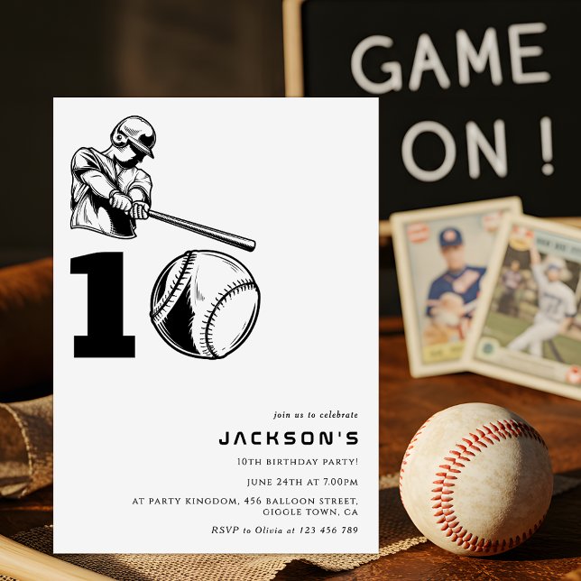 Invitation Thème Moderne de Baseball pour Garçon de 10 Ans (Créateur téléchargé)