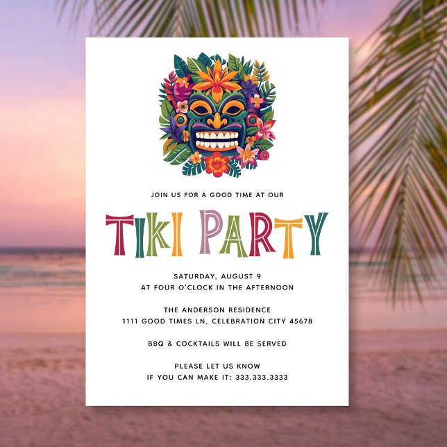 Invitation Thème Moderne Tropical Tiki Luau Cocktail Party Ét (Créateur téléchargé)
