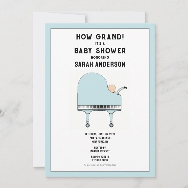 Invitation Thème musical pour Baby Shower (Devant)