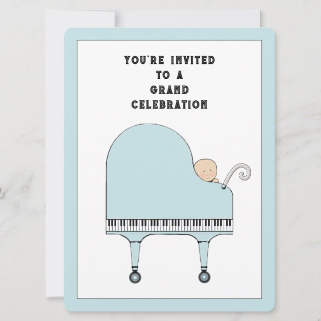 Invitation Thème musical pour Baby Shower (Devant)
