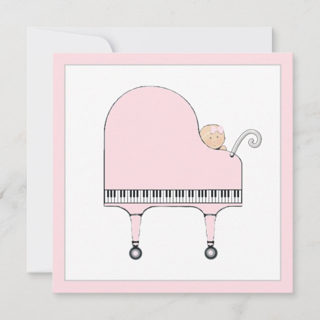 Invitation Thème musical pour baby shower de fille (Devant)