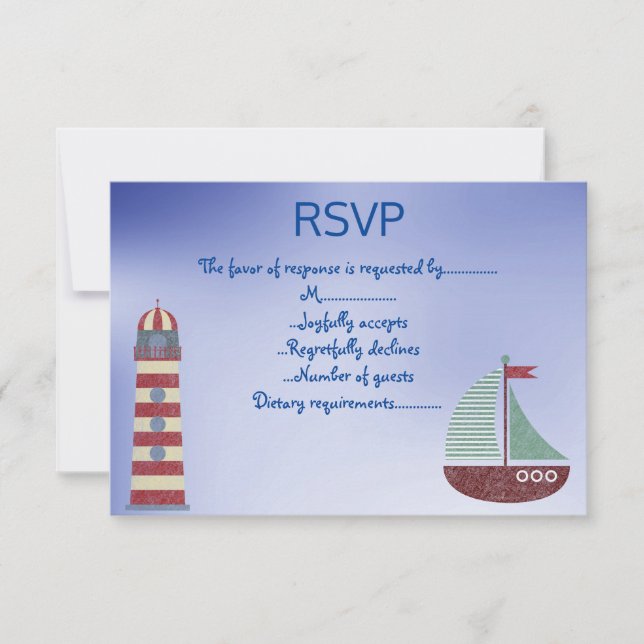 INVITATION THÈME NAUTIQUE ARRIÈRE - PLAN BLEU RSVP (Devant)