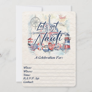 Invitation Thème Nautique Pour Toutes Occasions Aquarelle