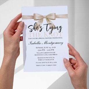 Invitation Thème Nœud de Mariage Champagne