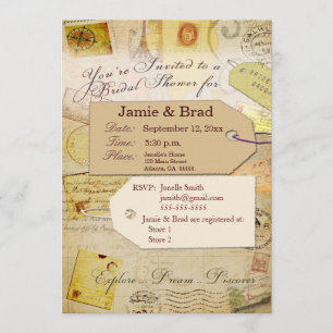Invitation Thème nuptiale de douche de voyage en cacao et