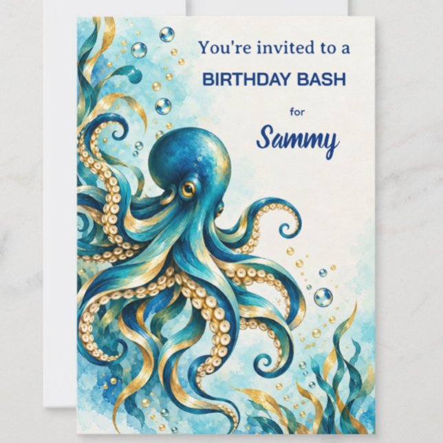 Invitation Thème Océan | Pieuvre | Fête d'anniversaire  (Créateur téléchargé)