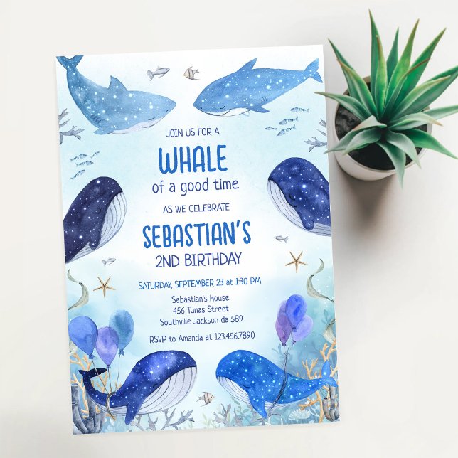 Invitation Thème Océan sous la Mer Baleine Anniversaire (Créateur téléchargé)