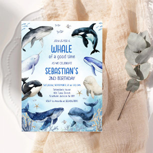 Invitation Thème Océan Sous la Mer Baleine Anniversaire