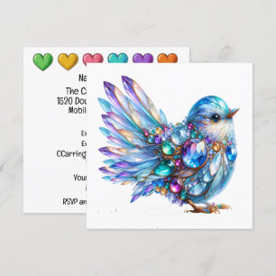 Invitation Thème Oiseaux Brillant Précieux