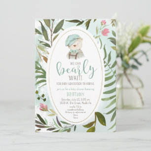 Invitation Thème Ours en Peluche Vintage Bois Baby Shower