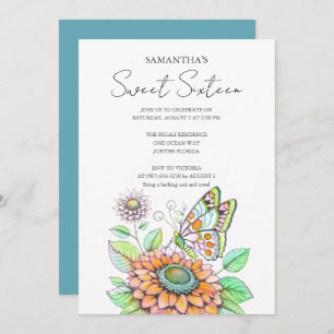 Invitation Thème papillon de fête d'anniversaire