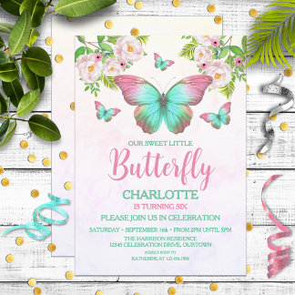 Invitation Thème papillon Fille d'anniversaire