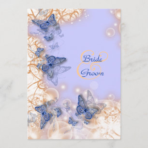 Invitation Thème papillon mariage ivoire bleu