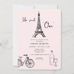 Invitation Thème parisien 'Elle a dit Oui' Enterrement de vie
