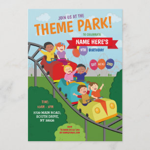 Invitation Thème Park Rollercoaster Rides Anniversaire