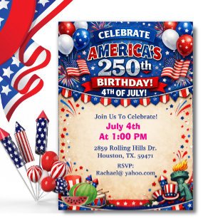 Invitation Thème patriotique 250e BBQ 250e d'Amérique