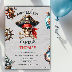 Invitation Thème Pirate Ahoy Matelot Anniversaire Tout Âge Fê